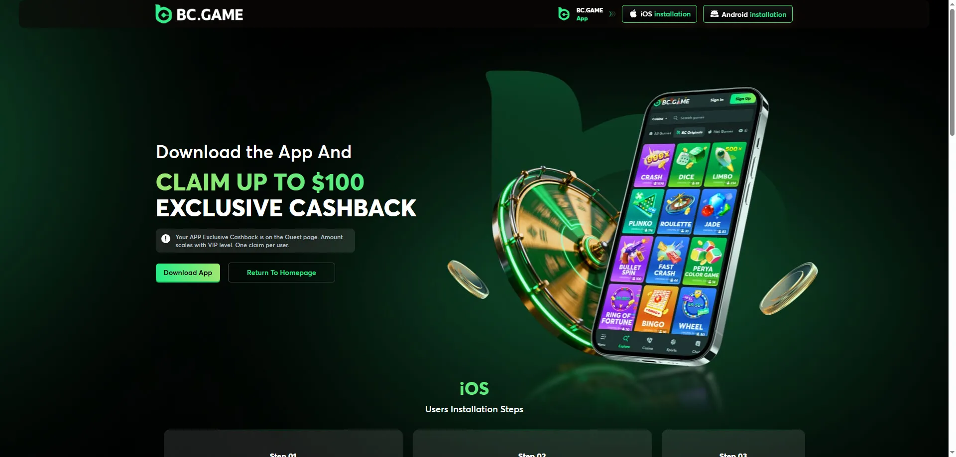BCGame Casino mobile app download for Android and iOS 2026