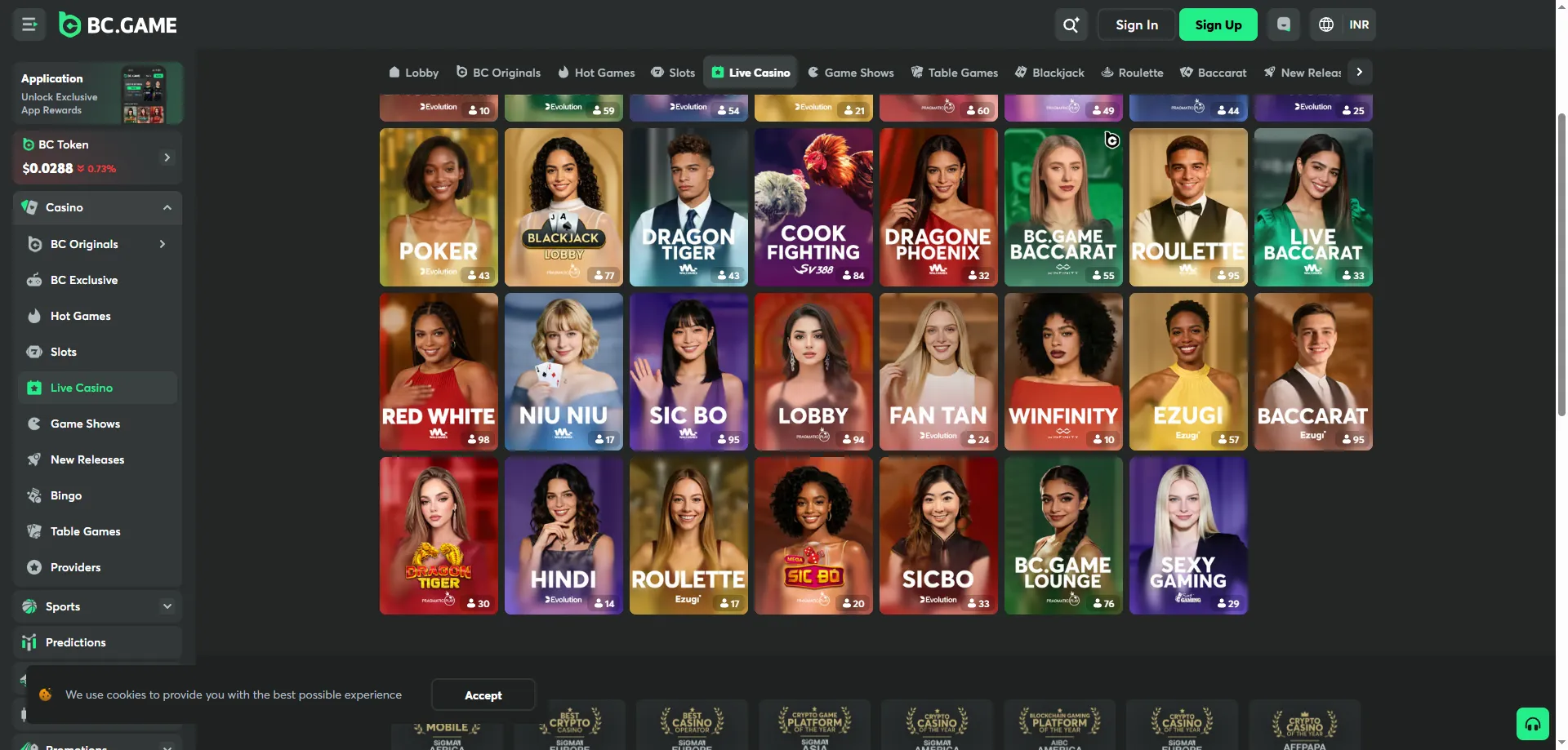 BCGame Casino live dealer games — roulette, blackjack, baccarat