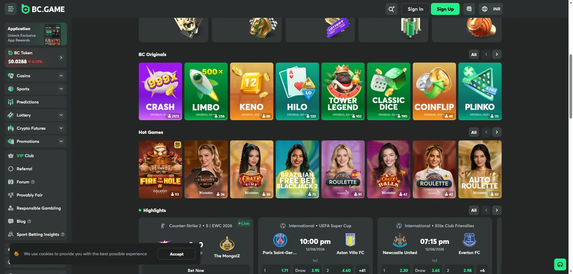 BCGame Casino free spins on deposit for slot games