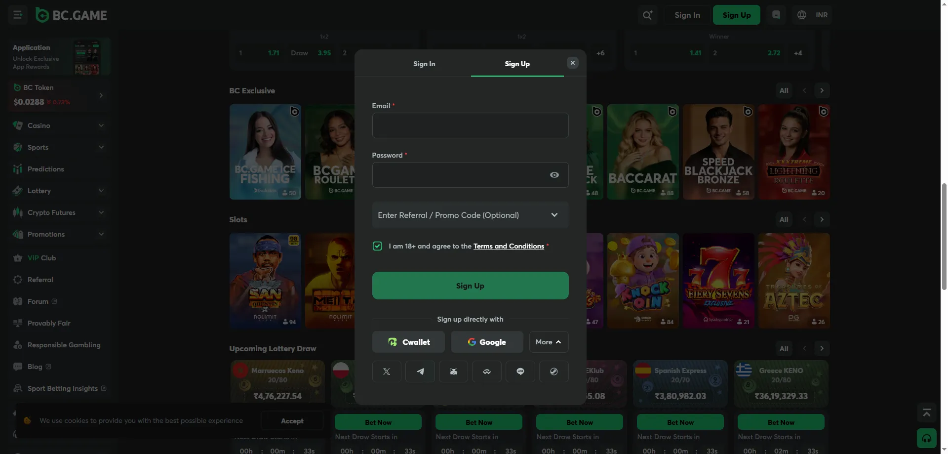 How to register a new account at BC Game Casino India