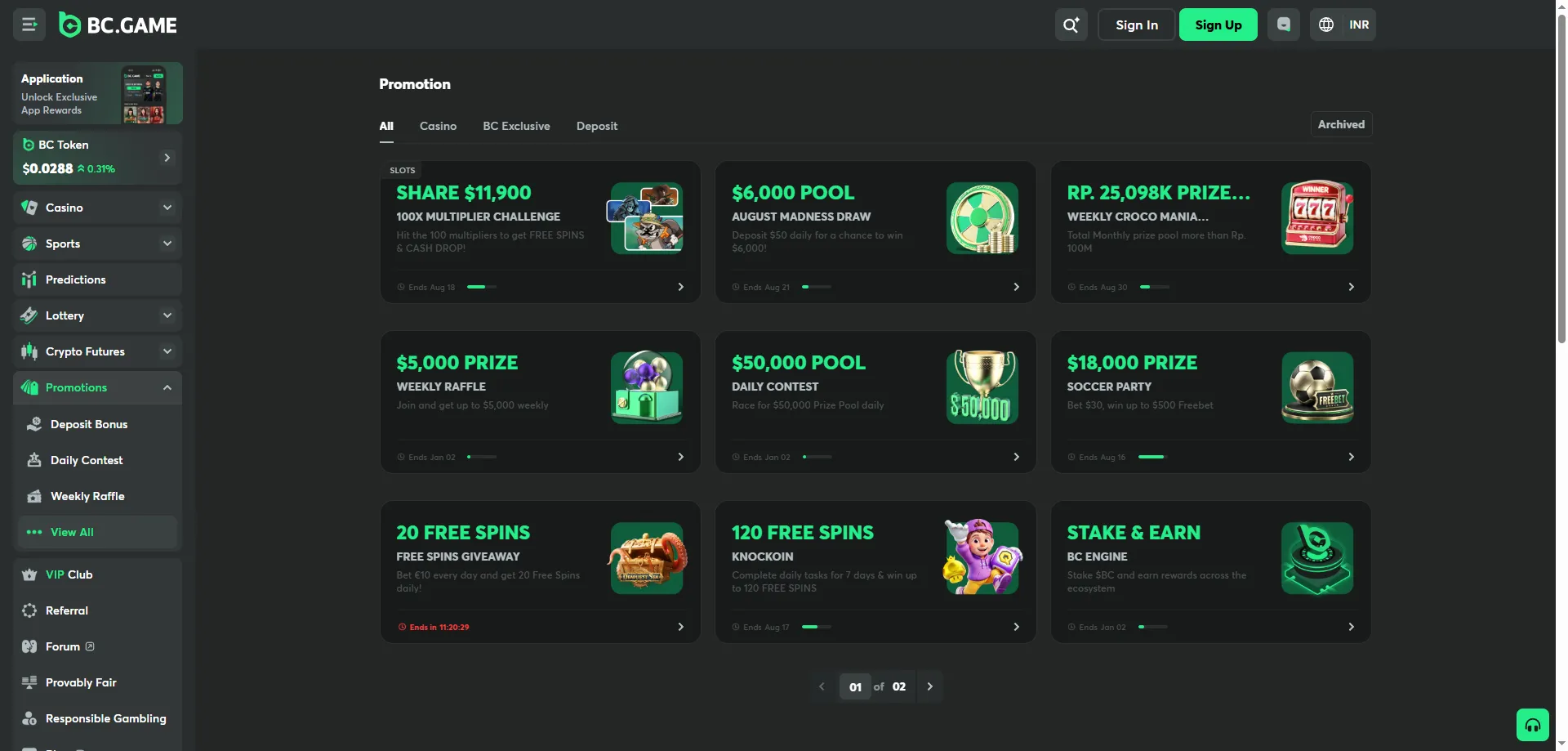 BC Game Casino welcome bonus India — 1080% on four deposits